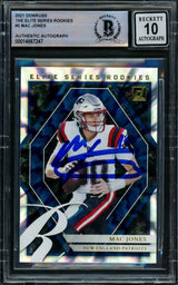Mac Jones Autographed 2021 Donruss Elite Series Rookies Rookie Card #ESR-MJO New England Patriots Auto Grade Gem Mint 10 Beckett BAS #14867247