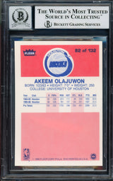 Hakeem Olajuwon Autographed 1986-87 Fleer Rookie Card #82 Houston Rockets Auto Grade Gem Mint 10 "The Dream" Beckett BAS #14127420