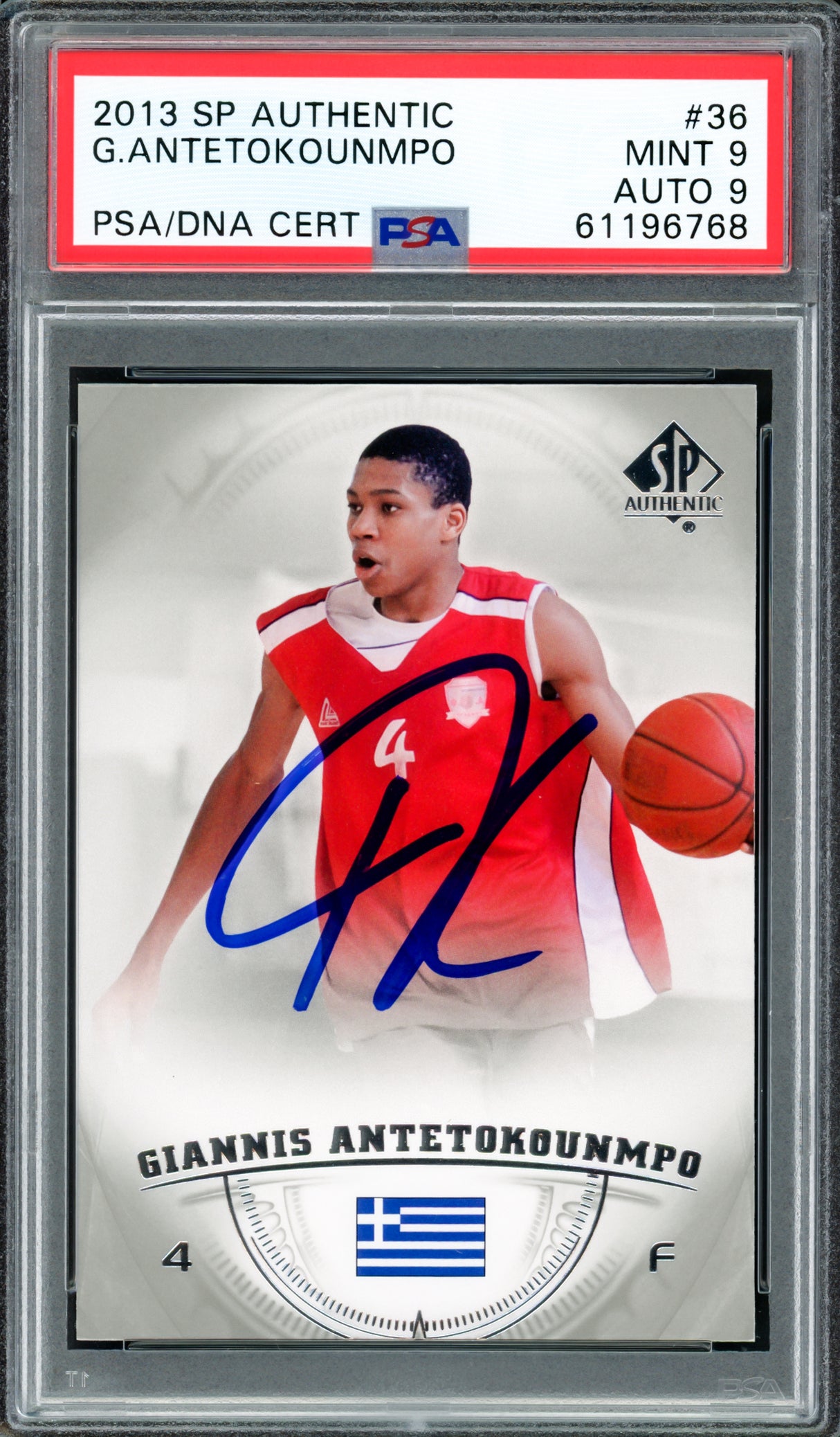 Giannis Antetokounmpo Autographed 2013 SP Authentic Rookie Card #36 Milwaukee Bucks PSA 9 Auto Grade Mint 9 PSA/DNA #61196768