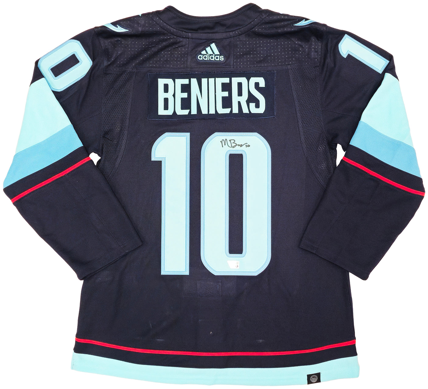 Seattle Kraken Matty Beniers Autographed Blue Adidas Authentic Jersey Size 46 Fanatics Holo Stock #222019