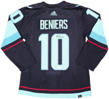 Seattle Kraken Matty Beniers Autographed Blue Adidas Authentic Jersey Size 46 Fanatics Holo Stock #222019