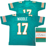 Miami Dolphins Jaylen Waddle Autographed Teal Jersey JSA Stock #222014