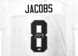 Las Vegas Raiders Josh Jacobs Autographed White Jersey Beckett BAS Witness Stock #222008
