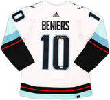 Seattle Kraken Matty Beniers Autographed White Adidas Authentic Jersey Size 46 Fanatics Holo Stock #222021