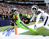 Tyler Lockett Autographed 8x10 Photo Seattle Seahawks Toe Tap Touchdown vs. Rams MCS Holo Stock #222049