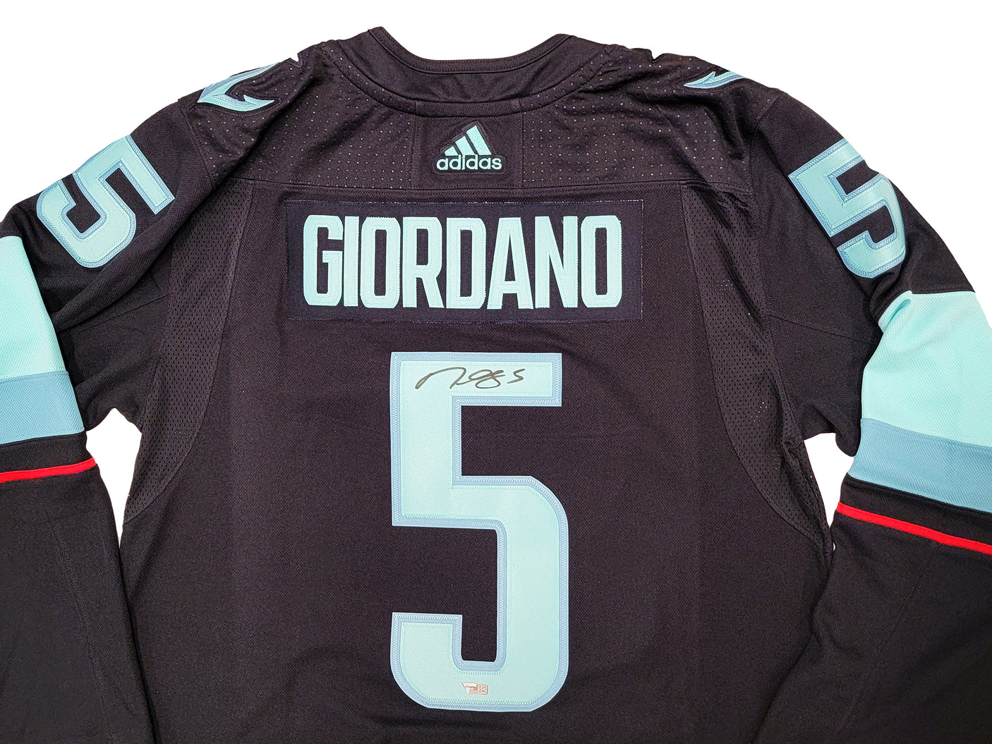 Seattle Kraken Mark Giordano Autographed Navy Adidas Authentic Jersey Size 54 Captain & Inaugural Season Patch Fanatics Holo Stock #210529
