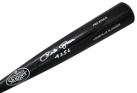 Pete Rose Autographed Black Louisville Slugger Pro Stock Bat Cincinnati Reds "4256" MCS Holo Stock #210823