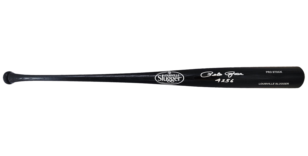 Pete Rose Autographed Black Louisville Slugger Pro Stock Bat Cincinnati Reds "4256" MCS Holo Stock #210823