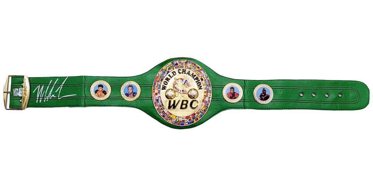 Mike Tyson Autographed Green WBC World Championship Belt Beckett BAS Witness Stock #210831