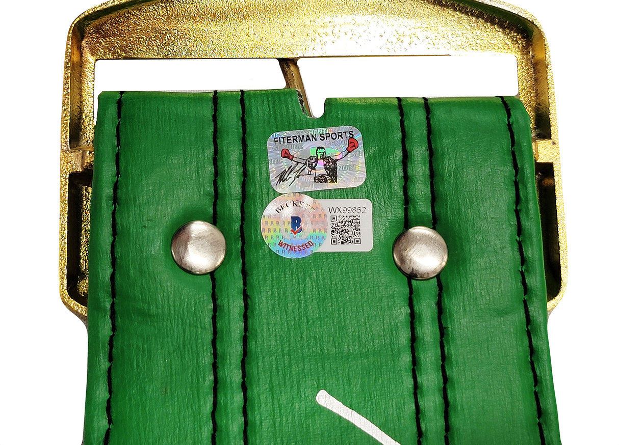 Mike Tyson Autographed Green WBC World Championship Belt Beckett BAS Witness Stock #210831