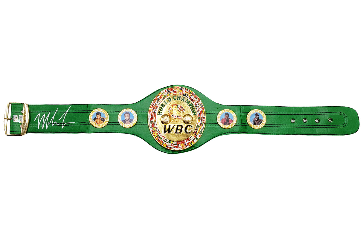 Mike Tyson Autographed Green WBC World Championship Belt Beckett BAS Witness Stock #210830