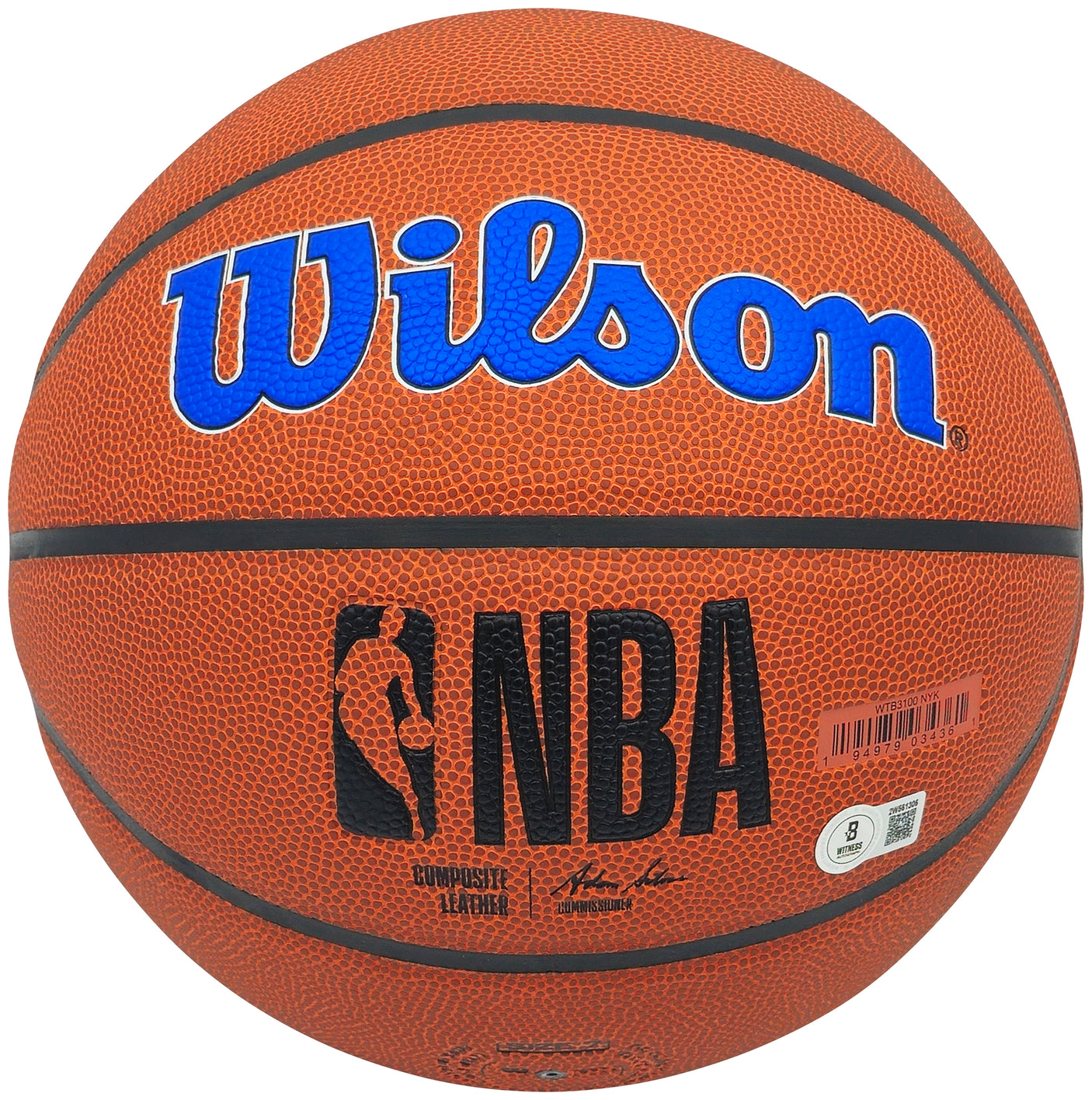 Patrick Ewing Autographed Composite Leather New York Knicks Logo Basketball Beckett BAS Witness Stock #236549