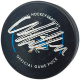 Macklin Celebrini Autographed Official San Jose Sharks Logo Hockey Game Puck Fanatics Holo Stock #236538