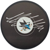 Macklin Celebrini Autographed Official San Jose Sharks Logo Hockey Puck Fanatics Holo Stock #236540