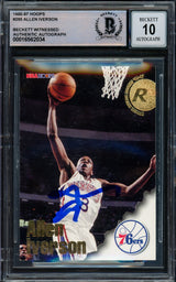 Allen Iverson Autographed 1996-97 Hoops Rookie Card #295 Philadelphia 76ers Auto Grade Gem Mint 10 Beckett BAS #16562034