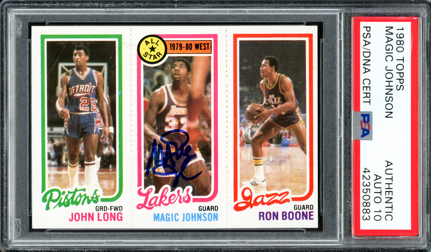 Magic Johnson Autographed 1980 Topps Rookie Card #237 Los Angeles Lakers Auto Grade Gem Mint 10 PSA/DNA #42350883