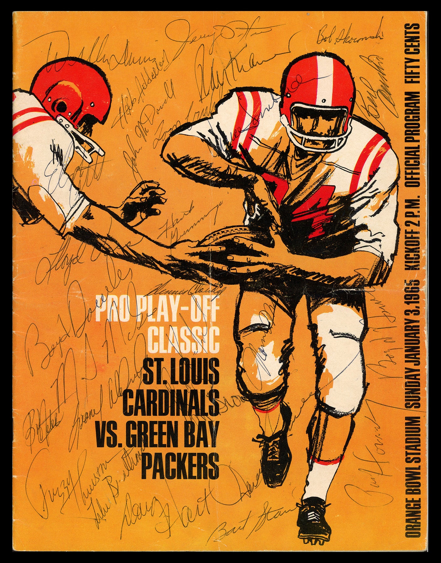 1964-65 Green Bay Packers Team Autographed Official Playoff Program With 26 Signatures Including Vince Lombardi & Bart Starr PSA/DNA & Beckett BAS #AP06274