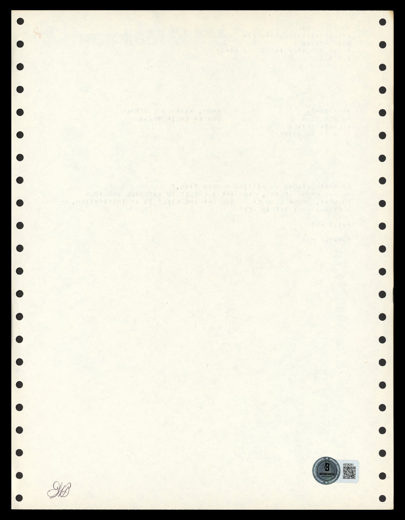 Hank Aaron Autographed 715 HR Congratulations 8x10 Telegram Document Atlanta Braves Beckett BAS #AE08261