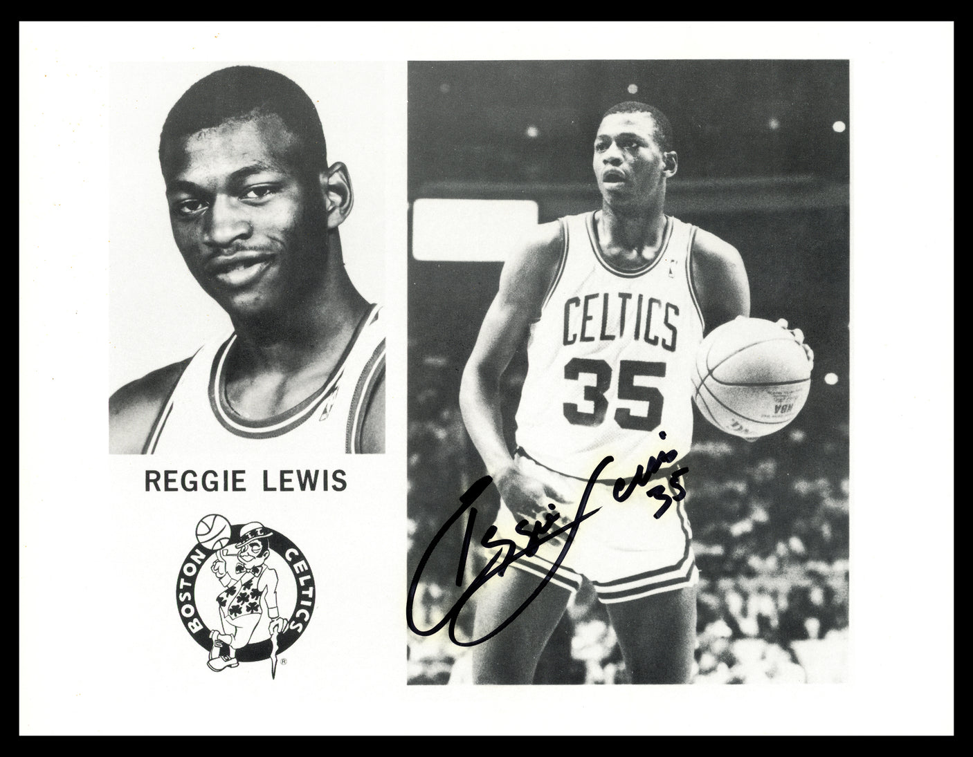 Reggie Lewis Autographed 8.5x11 Photo Boston Celtics JSA #AX03804