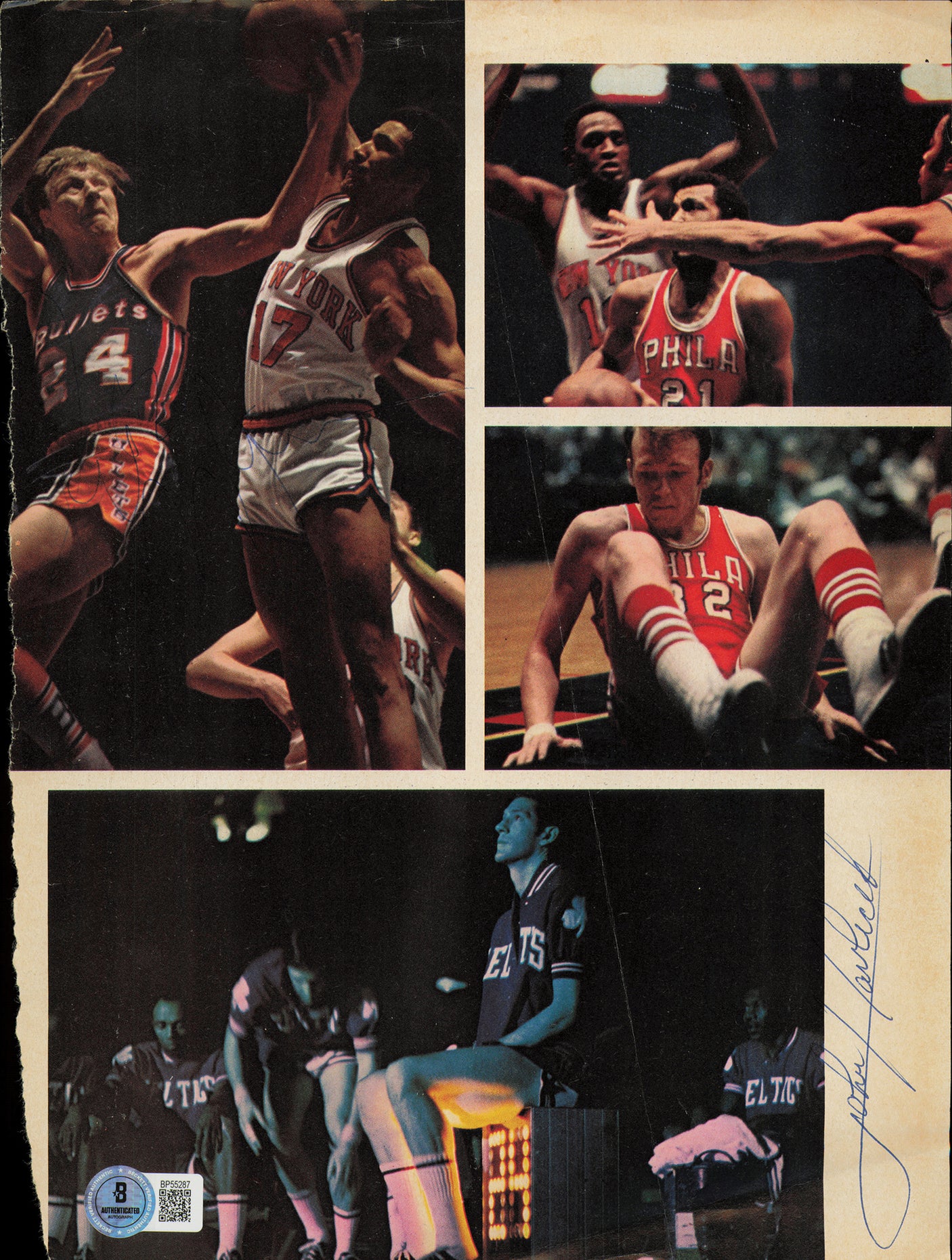John Havlicek & Jack Marin Autographed 8x11 Magazine Page Photo Beckett BAS QR #BP55287