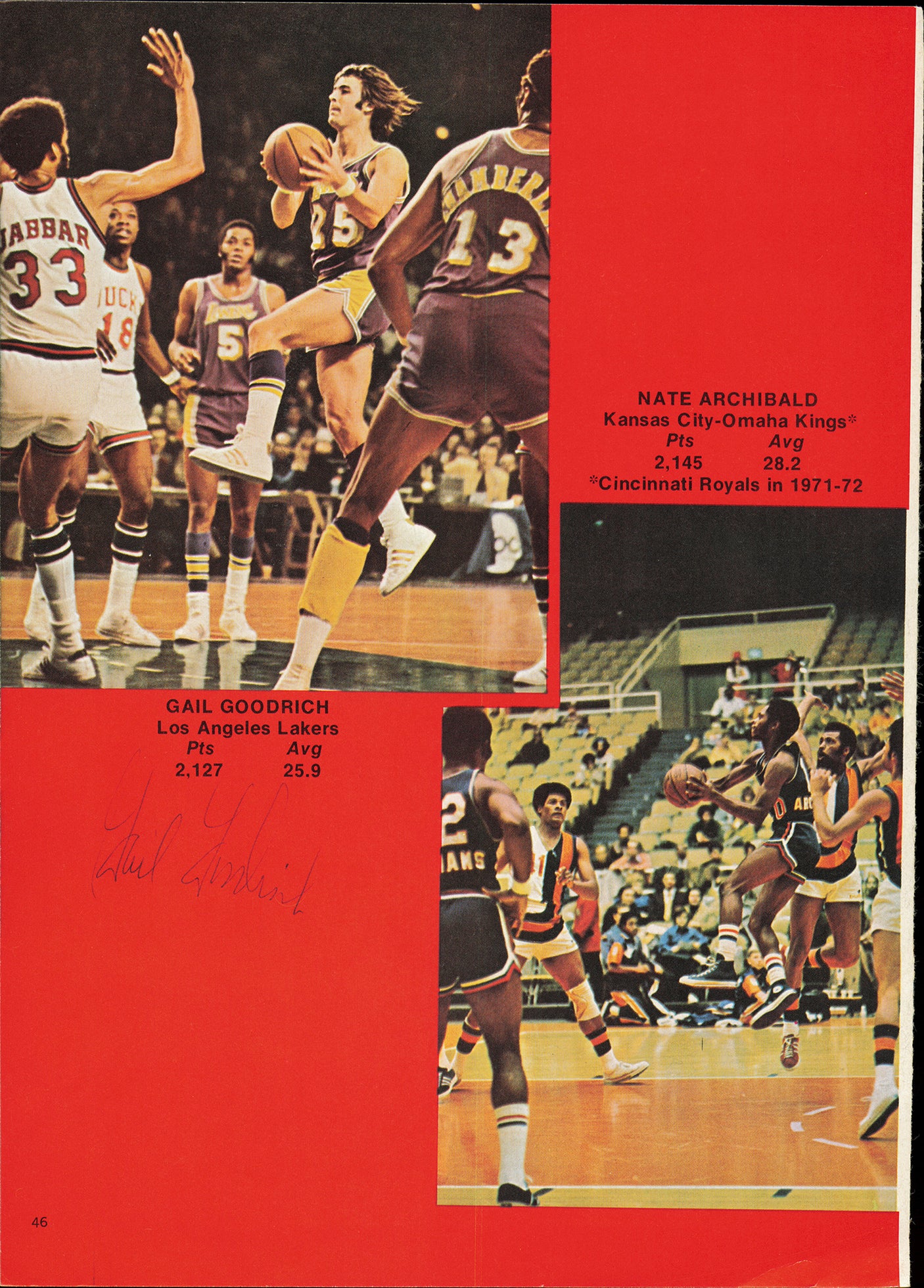 John Havlicek, Rick Barry & Gail Goodrich Autographed 8x11 Magazine Page Photo Beckett BAS #AE08244