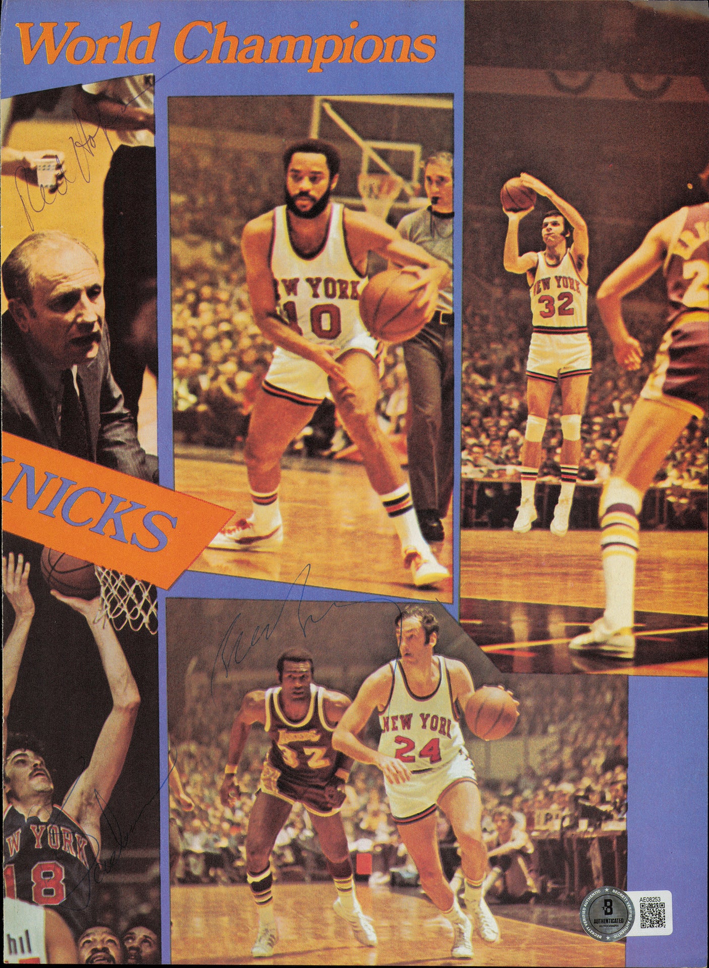 Phil Jackson, Bill Bradley, Red Holzman Autographed 8x11 Magazine Page Photo New York Knicks Beckett BAS #AE08253