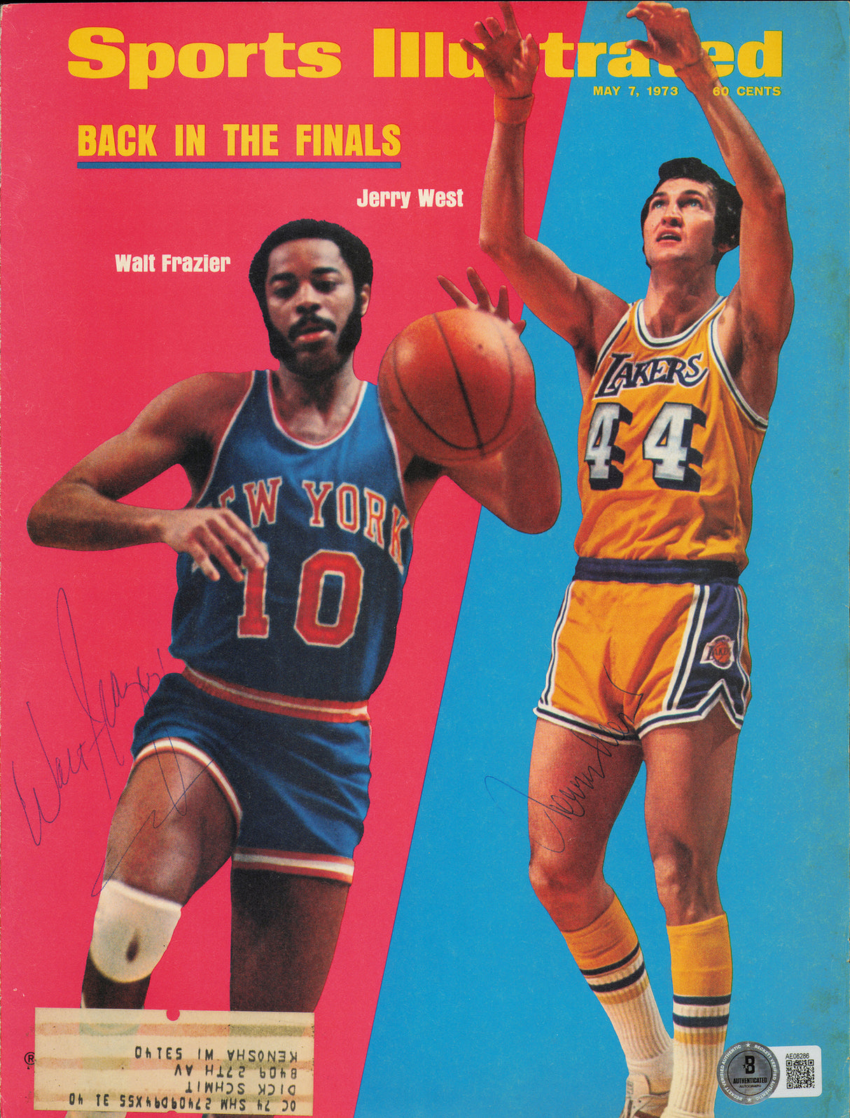 Jerry West & Walt Frazier Autographed Sports Illustrated Cover Beckett BAS #AE08286