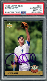 Derek Jeter Autographed 1993 Upper Deck Rookie Card #449 New York Yankees Auto Grade Gem Mint 10 Vintage Signature PSA/DNA #46182886