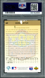 Derek Jeter Autographed 1993 Upper Deck Rookie Card #449 New York Yankees Auto Grade Gem Mint 10 Vintage Signature PSA/DNA #46182886