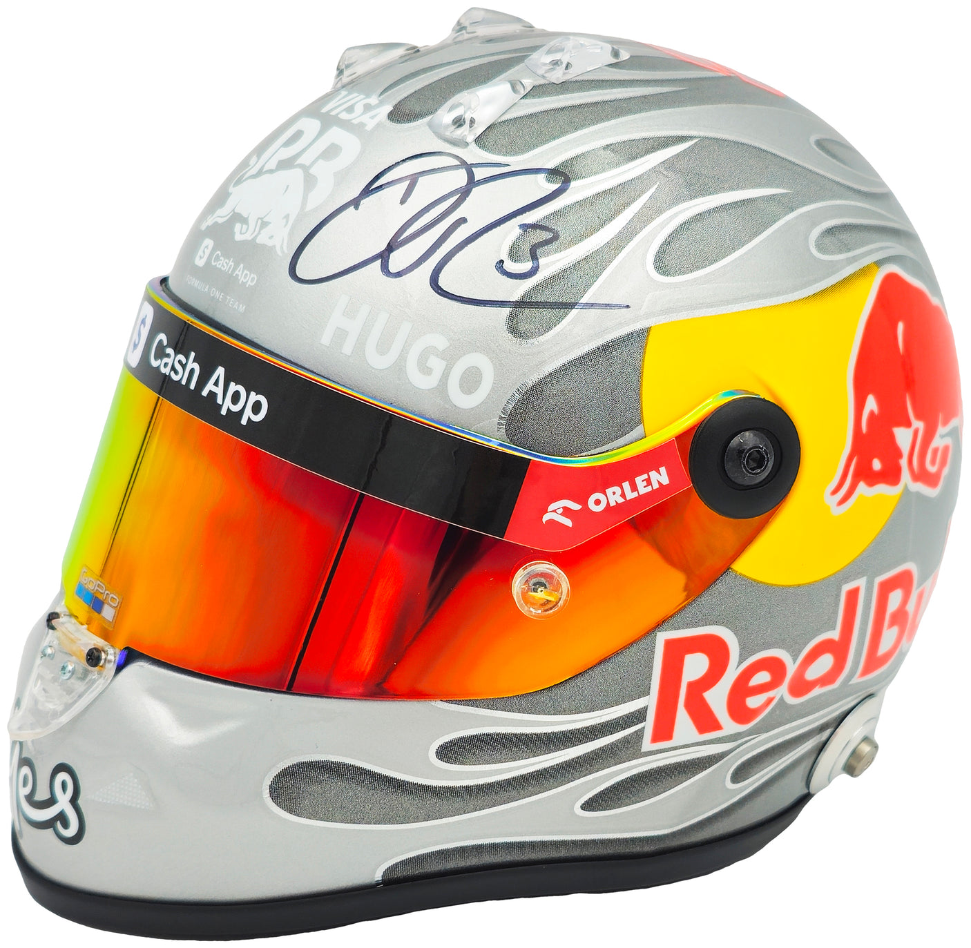 Daniel Ricciardo Autographed Red Bull Racing Silver Authentic Mini Helmet Beckett BAS QR #BR45034