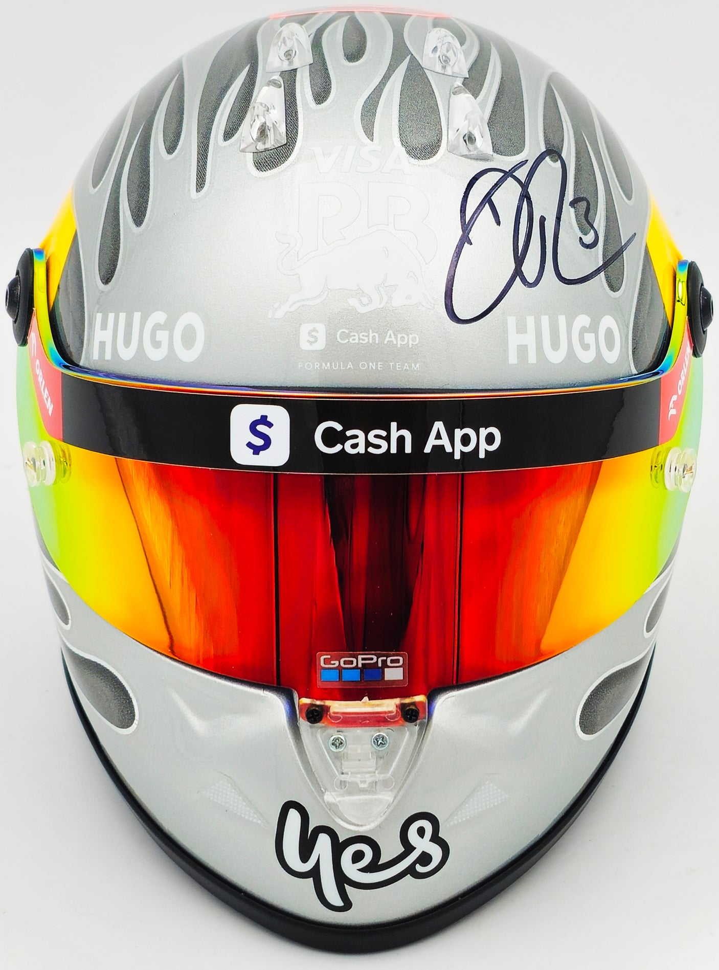 Daniel Ricciardo Autographed Red Bull Racing Silver Authentic Mini Helmet Beckett BAS QR #BR45034