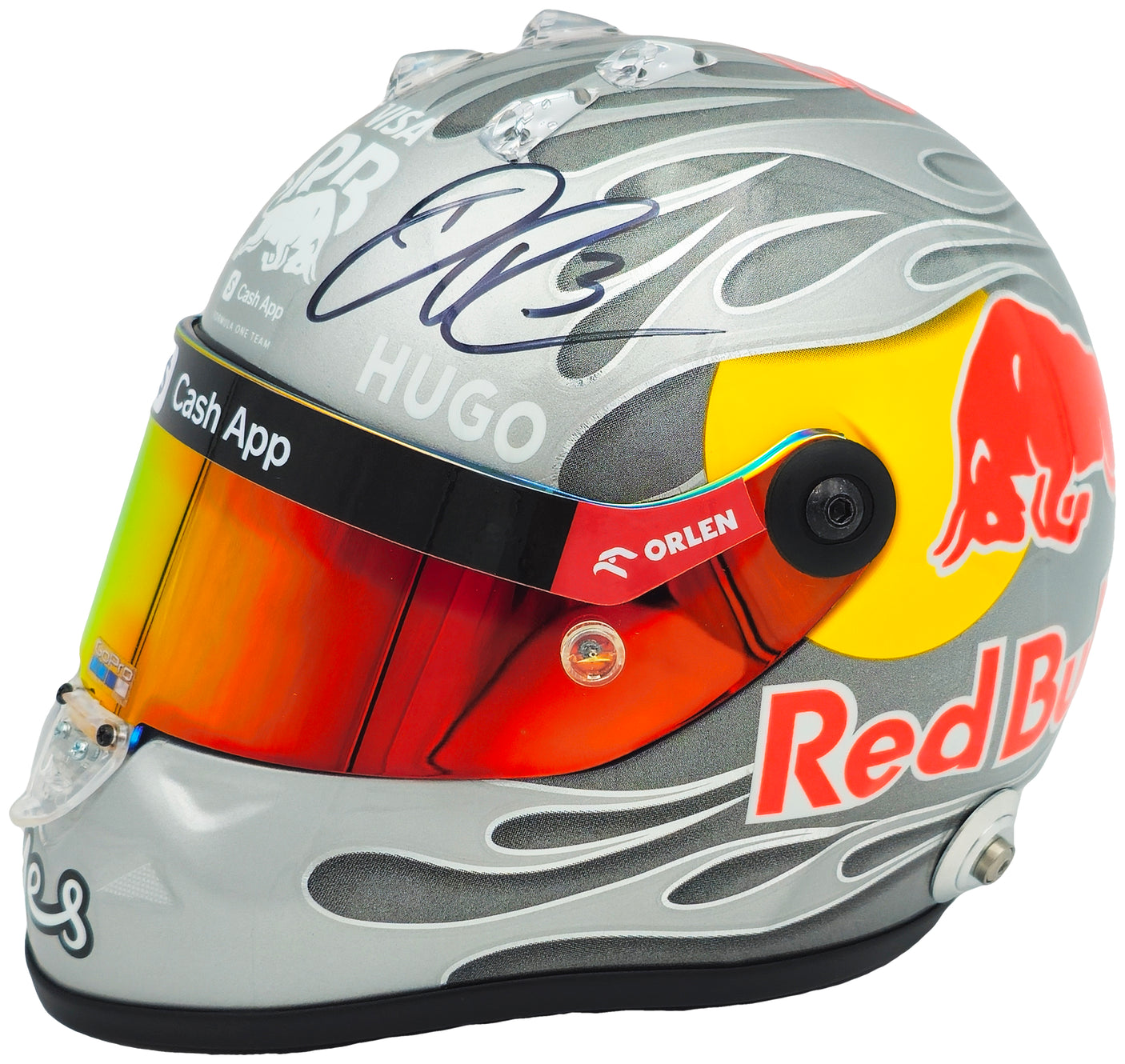 Daniel Ricciardo Autographed Red Bull Racing Silver Authentic Mini Helmet Beckett BAS QR #BR45032