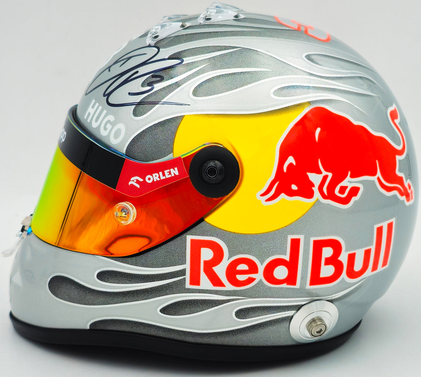Daniel Ricciardo Autographed Red Bull Racing Silver Authentic Mini Helmet Beckett BAS QR #BR45032