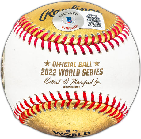 Yordan Alvarez Autographed Official 2022 Gold World Series Logo Baseball Houston Astros Beckett BAS #W381821