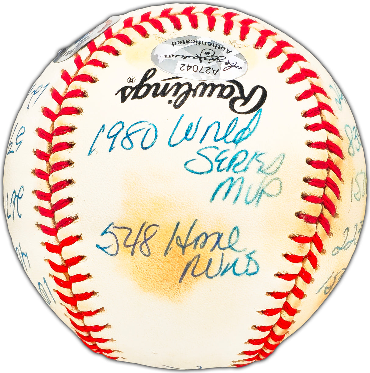 Mike Schmidt Autographed Official NL Statball Baseball Philadelphia Phillies With 16 Stats #447/1000 Beckett BAS #BK44617