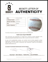 Hank Aaron Autographed Official NL Baseball Atlanta Braves UDA Holo & Beckett BAS #AC94136