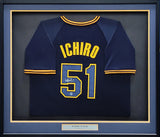 Orix Blue Wave Ichiro Suzuki Autographed Framed Navy Jersey IS Holo Stock #210146