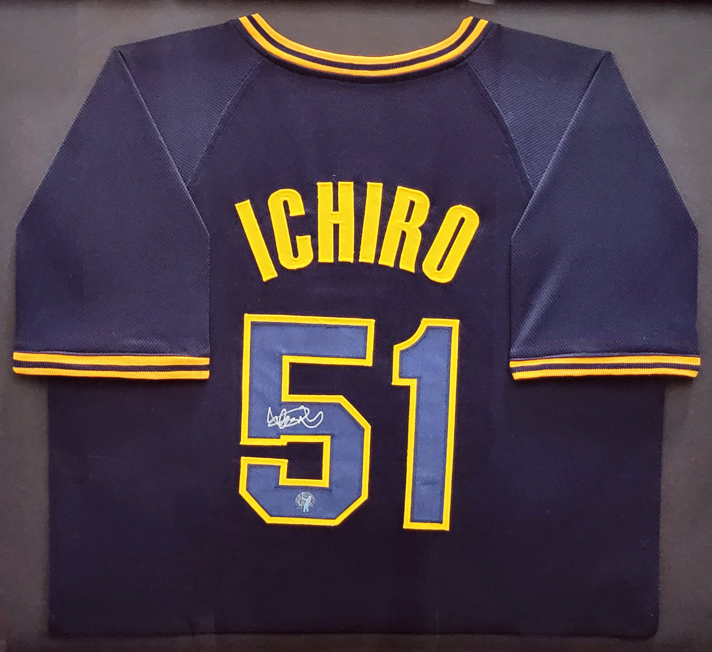 Orix Blue Wave Ichiro Suzuki Autographed Framed Navy Jersey IS Holo Stock #210146