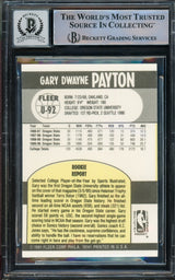 Gary Payton Autographed 1990-91 Fleer Update Rookie Card #U-92 Seattle Supersonics Auto 10 (Off-Center) Beckett BAS Stock #210481
