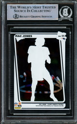 Mac Jones Autographed 2021 Panini Donruss Clearly Rookie Card #55 New England Patriots Beckett BAS Stock #210485
