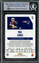 Mac Jones Autographed 2021 Panini Phoenix Fire Burst Rookie Card #109 New England Patriots Beckett BAS Stock #210489
