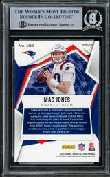 Mac Jones Autographed 2021 Panini Rookie & Stars Silver Pulsar Prizm Rookie Card #106 New England Patriots Beckett BAS Stock #210491