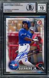 Vladimir Guerrero Jr. Autographed 2016 Bowman Prospects Rookie Card #BP55 Toronto Blue Jays Auto 10 Beckett BAS Stock #210505