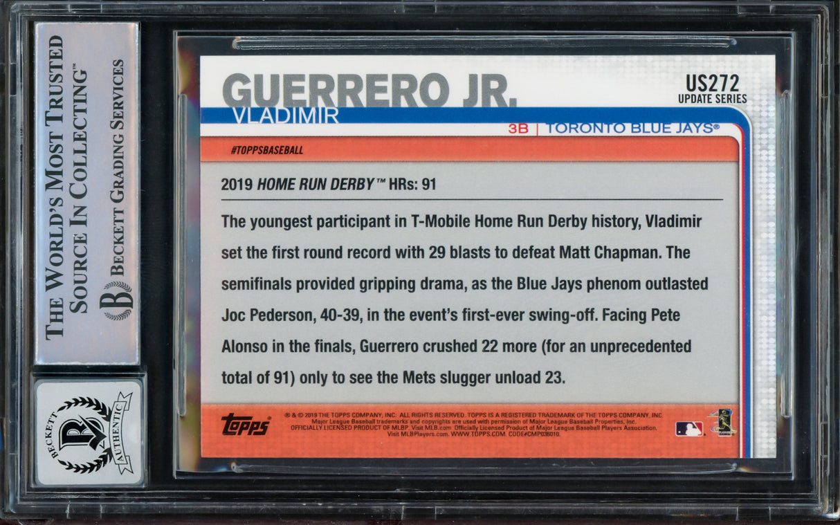 Vladimir Guerrero Jr. Autographed 2019 Topps Update Rookie Card #US272 Toronto Blue Jays Auto 10 Beckett BAS Stock #210507