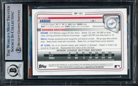 Miguel Vargas Autographed 2020 1st Bowman Rookie Card #BP-131 Los Angeles Dodgers Auto 10 Beckett BAS Stock #210520