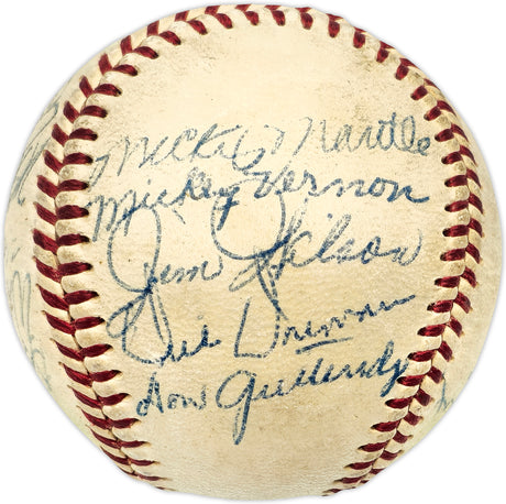 1956 MLB All Stars Autographed Official Harridge AL Baseball With 14 Signatures Including Mickey Mantle (Vintage) & Nellie Fox Beckett BAS #AD43526