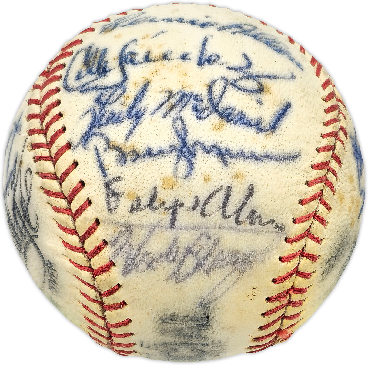 1972 New York Yankees Team Signed Autographed Official League Baseball With 19 Signatures Including Thurman Munson Beckett BAS #AD43531