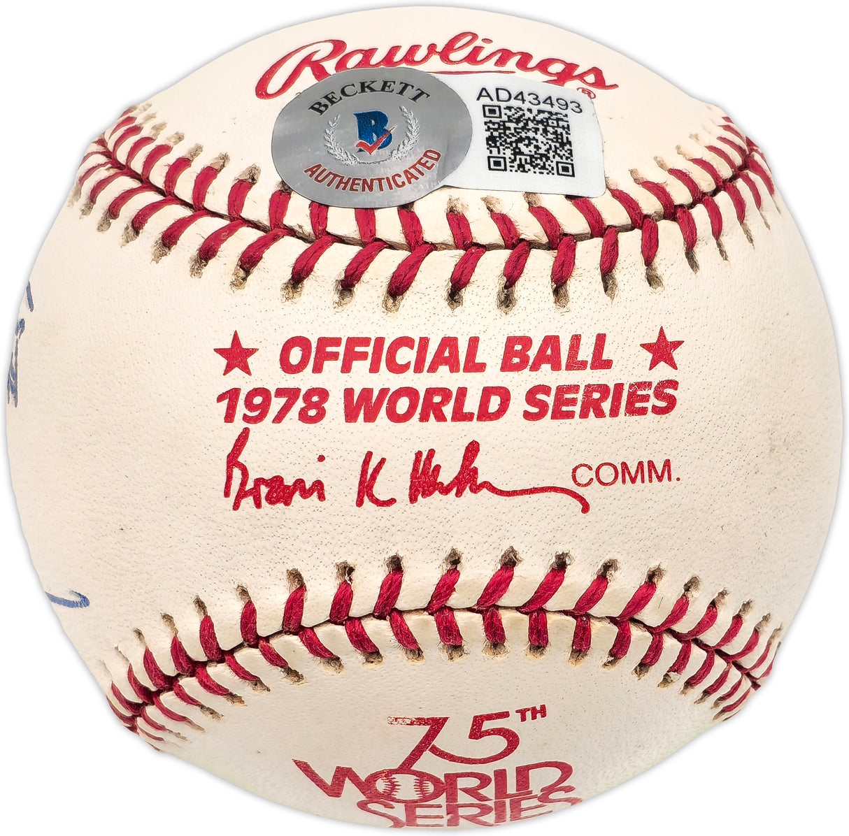 Yogi Berra & 5 Others Autographed Official 1978 World Series Baseball WS Champs Beckett BAS #AD43493