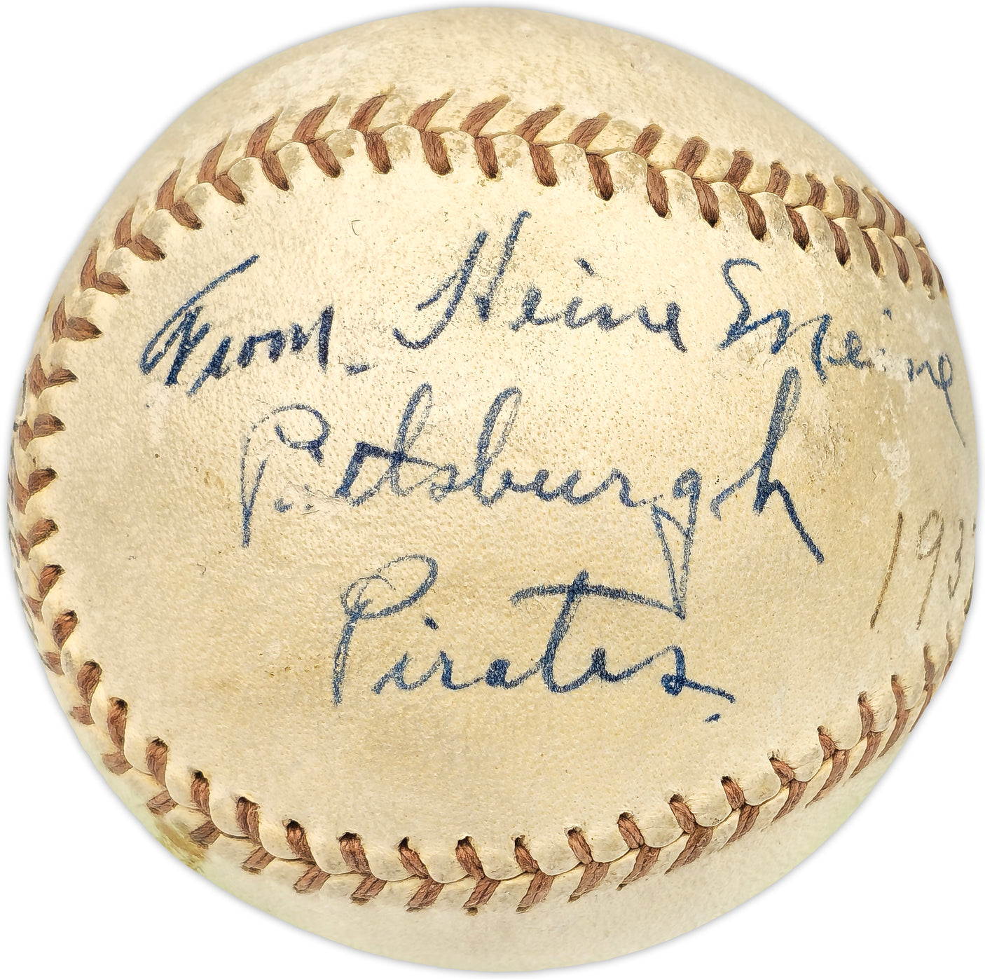 Heine Meine Autographed Official Frick NL Baseball Pittsburgh Pirates "From 1937" Beckett BAS #AD43522