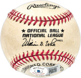 Hank Aaron Autographed Official NL Baseball Atlanta Braves Beckett BAS #AD43502